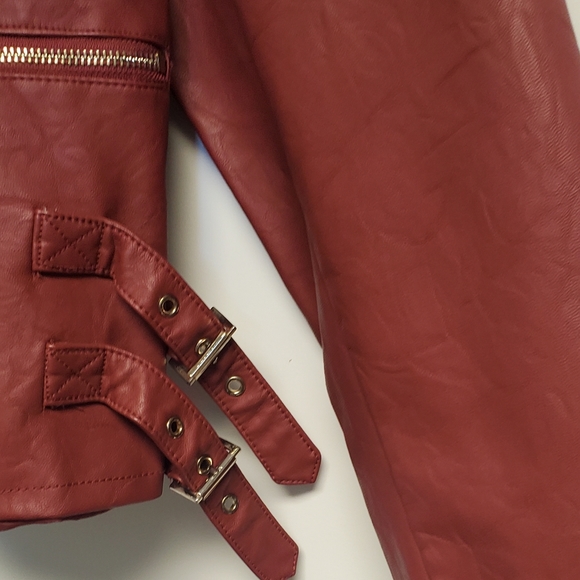 NWT ANA Red Faux Leather Lightweight Moto Biker Motorcycle Jacket 1X - Picture 8 of 10